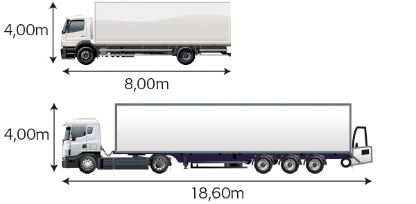 Differents types de camions 19T et 38T